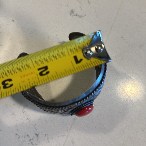 Silver Cuff Bracelet with Red Stone - Picture 8 of 8